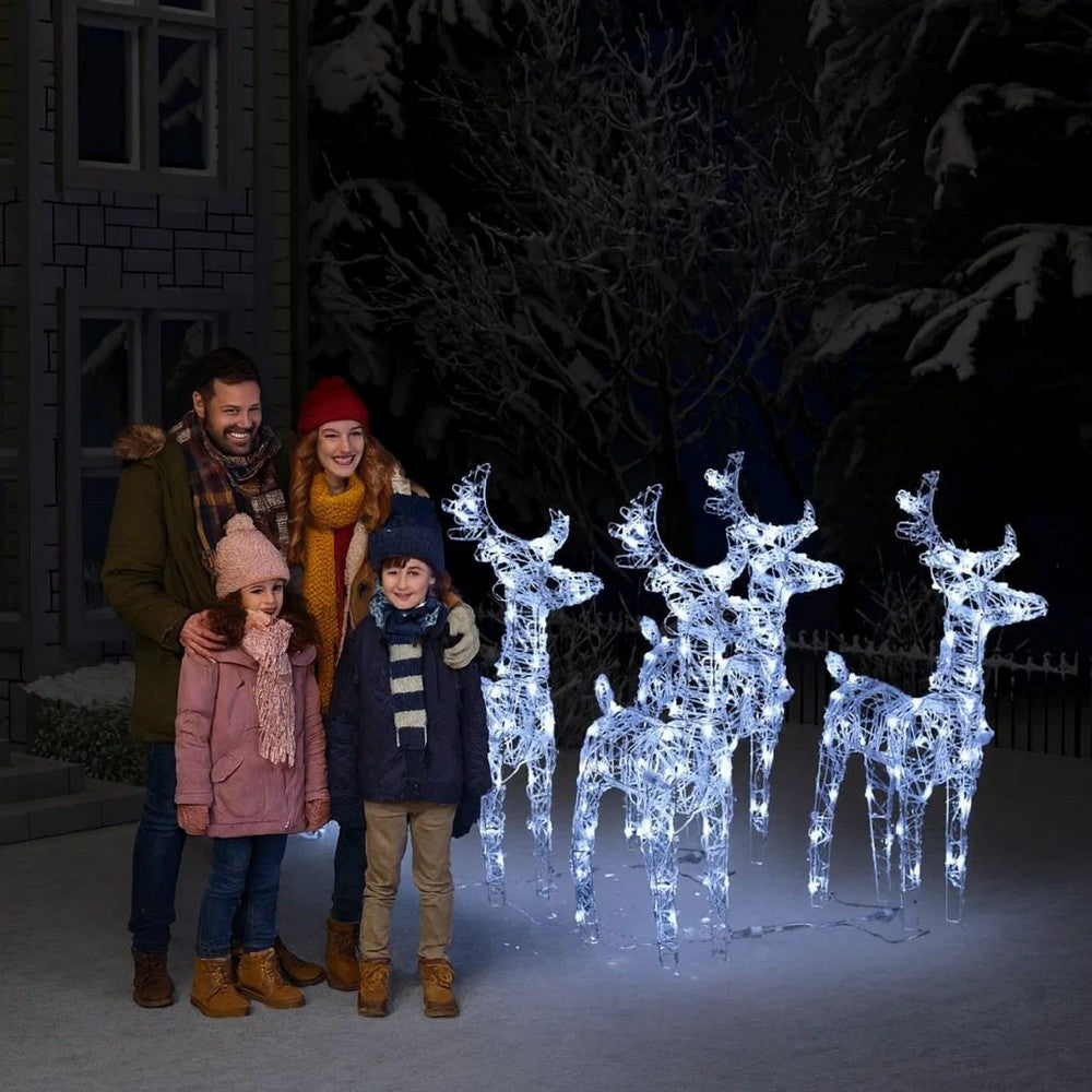 Garden 4pc Reindeer and Sleigh Christmas Decoration, 240 LEDs, White -BM325724