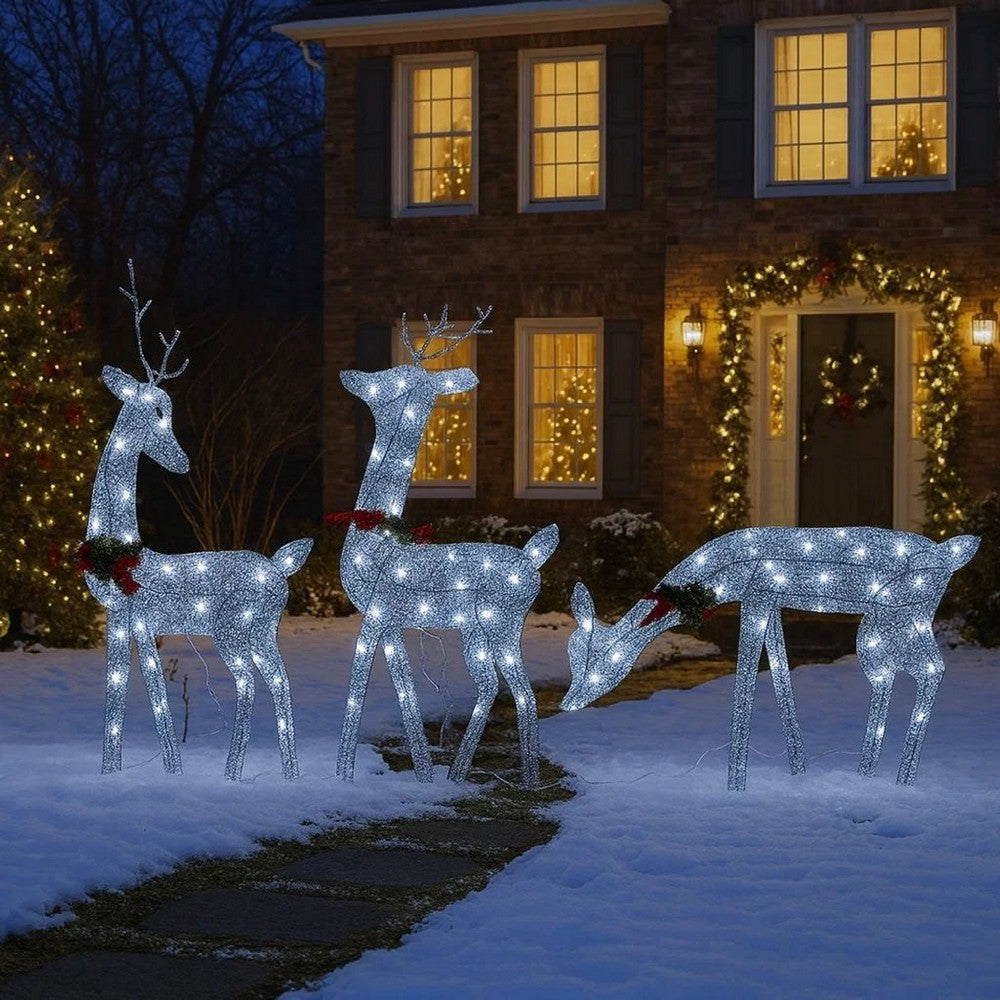 Garden 3pc Reindeer Christmas Decoration, 90 LEDs, Cool White Lights -BM325726