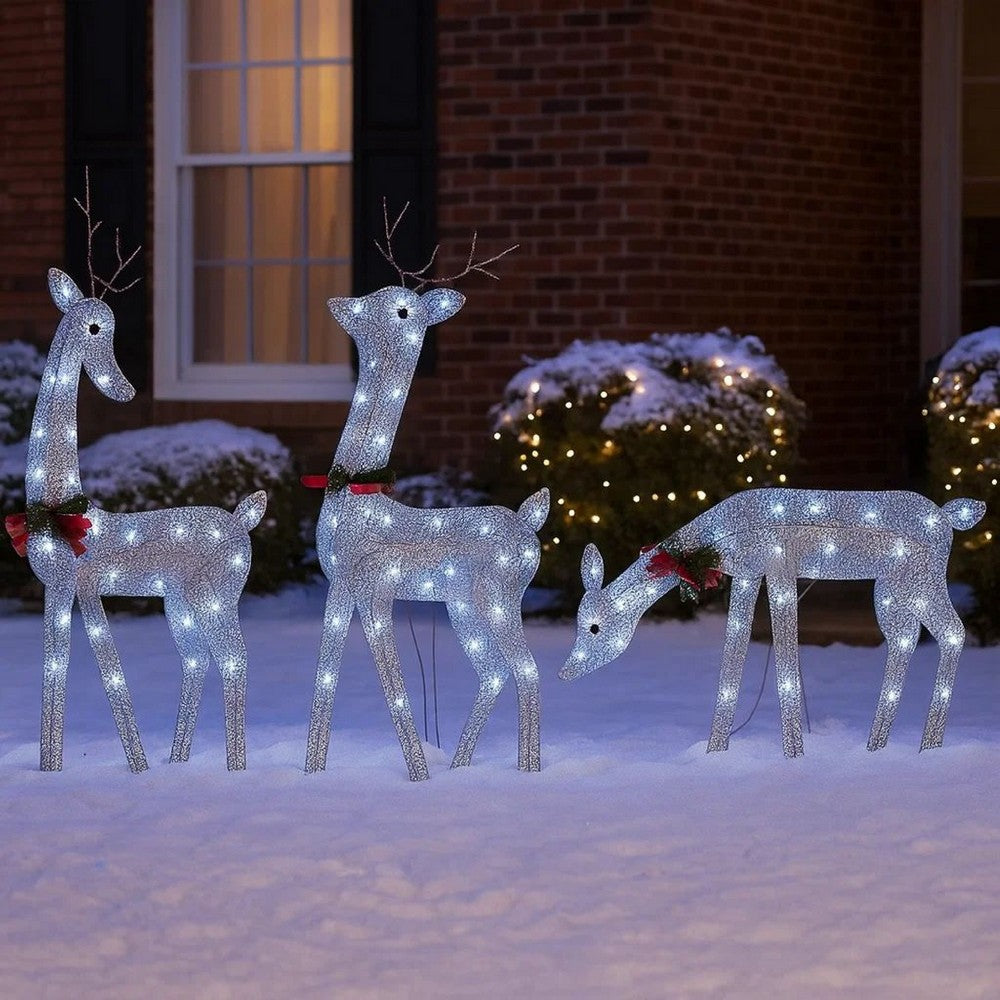 Garden 3pc Reindeer Christmas Decoration, 90 LEDs, Cool White Lights -BM325726