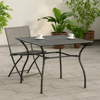 Outdoor Patio Dining Table, 35 Inch Square Mesh Top Classic Gray Metal -BM325732