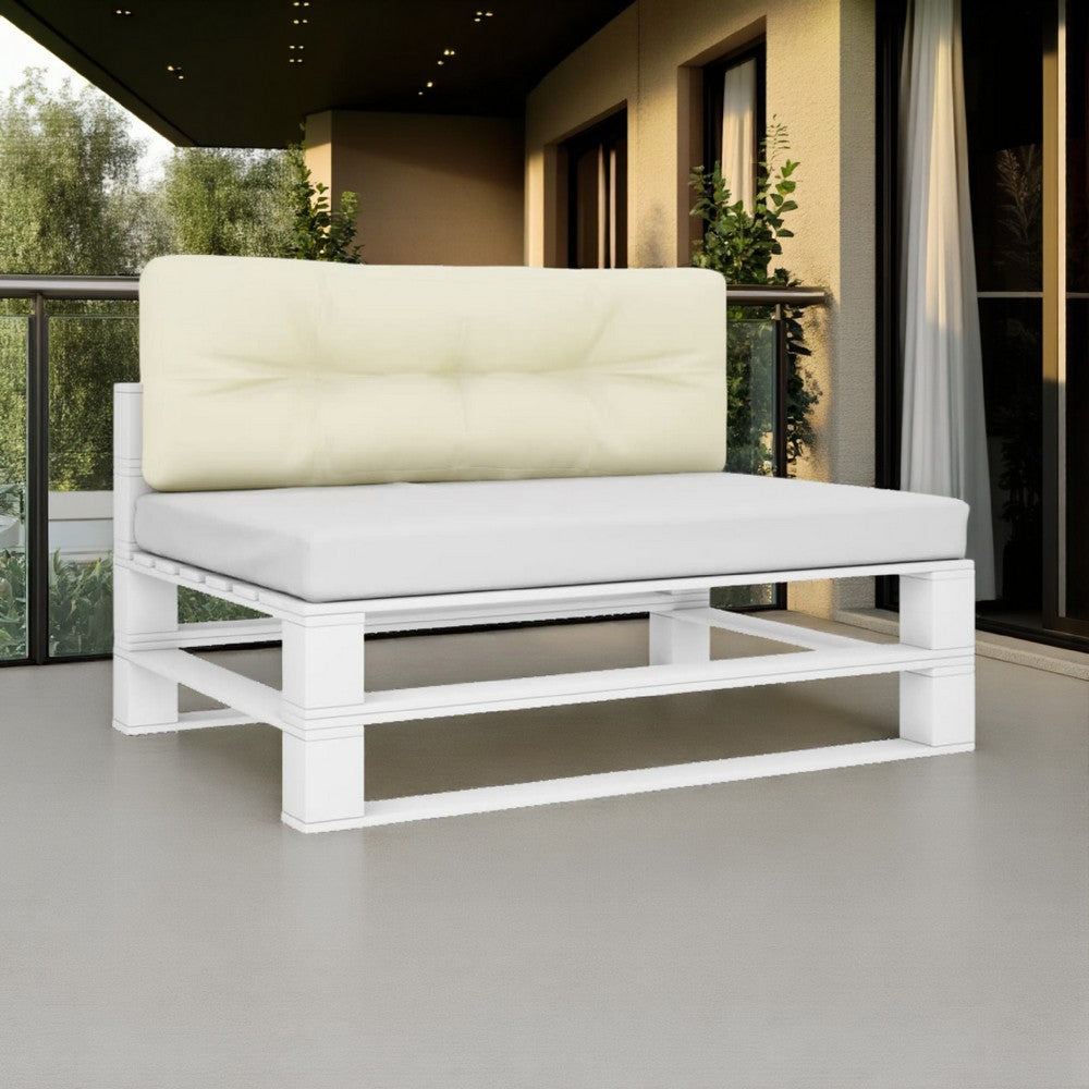 Moni Outdoor Cushion for Bench, Deep Tufted, White Fabric, 47 Inch -BM325734