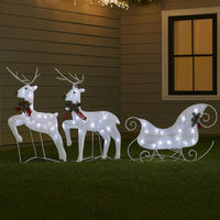 Garden 2pc Reindeer and Sleigh Christmas Decoration, 60 LEDs, White -BM325743