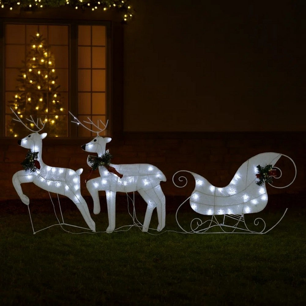 Garden 2pc Reindeer and Sleigh Christmas Decoration, 60 LEDs, White -BM325743