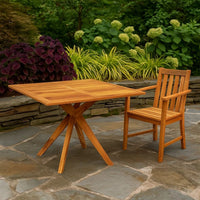 Patio Outdoor Dining Table, 43 Inch Square Natural Brown Acacia Wood -BM325750