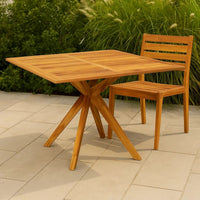 Patio Outdoor Dining Table, 43 Inch Square Natural Brown Acacia Wood -BM325750