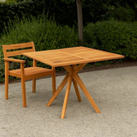 Patio Outdoor Dining Table, 43 Inch Square Natural Brown Acacia Wood -BM325750