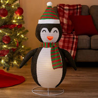 Mani Christmas Decor 4 ft Snow Penguin, 120 LED Light, White and Black -BM325758