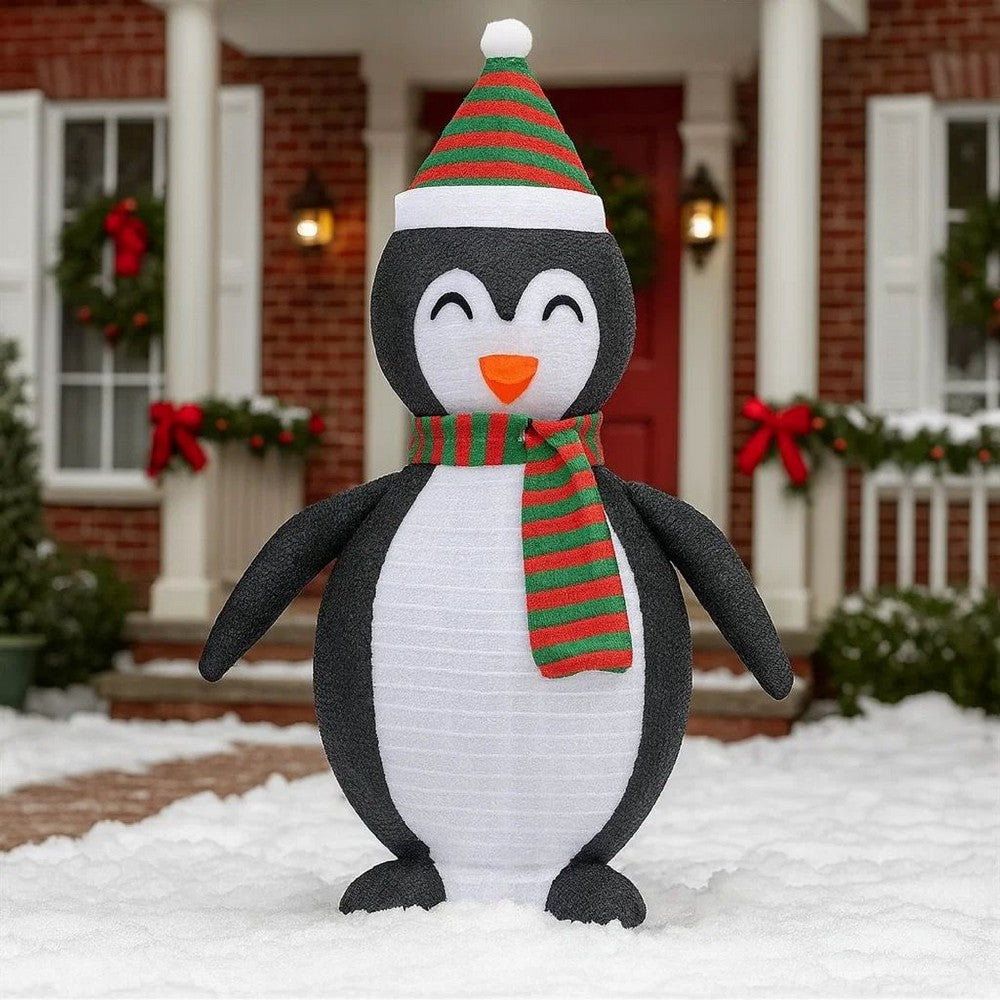 Mani Christmas Decor 4 ft Snow Penguin, 120 LED Light, White and Black -BM325758