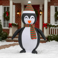 Mani Christmas Decor 4 ft Snow Penguin, 120 LED Light, White and Black -BM325758