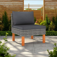 Modular Sofa Chair, Smooth Texture Gray Fabric, Poly Rattan, Wood  -BM325760