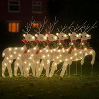 Outdoor 120 LED Light Christmas Decor Reindeer Set of 6, Silver Metal -BM325767