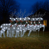 Outdoor 120 LED Light Christmas Decor Reindeer Set of 6, Silver Metal -BM325767