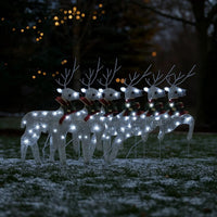 Outdoor 120 LED Light Christmas Decor Reindeer Set of 6, Silver Metal -BM325767