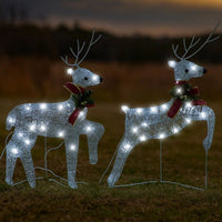 Outdoor 40 LED Light Reindeer Christmas Decoration Set of 2, Metal -BM325768