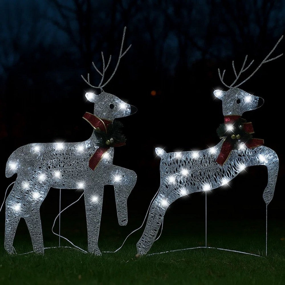 Outdoor 40 LED Light Reindeer Christmas Decoration Set of 2, Metal -BM325768