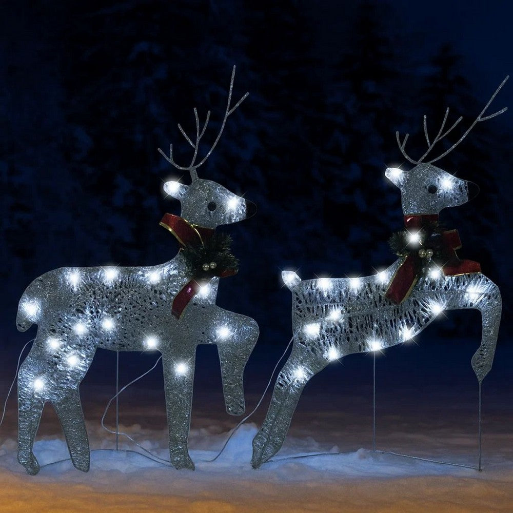 Outdoor 40 LED Light Reindeer Christmas Decoration Set of 2, Metal -BM325768