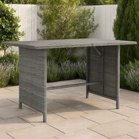 Outdoor Dining Table, 43 Inch Rectangular Top, Dark Gray Poly Rattan -BM325773