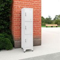 Nova Tall Locker Cabinet, 71 Inch, 3 Compartments, White, Steel Metal -BM325781