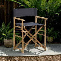 Folding Director's Chairs Set of 2, X Shape Base, Bamboo, Dark Gray -BM325782
