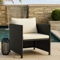Outdoor Accent Chair, Smooth Textured, Armed Design, Gray Poly Rattan -BM325797