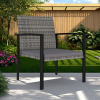 Outdoor Dining Side Chair Set of 2, Gray Poly Rattan, Black Steel -BM325806