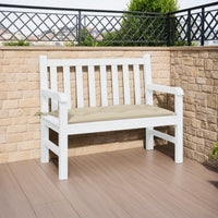 Outdoor Cushion for Bench, 79 Inch, Tufted Stitch White Oxford Fabric -BM325821