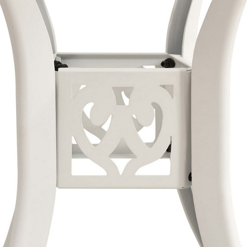 Patio Breakfast Table, 31 Inch Round Top, Lattice White Aluminium -BM325822