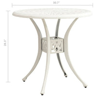 Patio Breakfast Table, 31 Inch Round Top, Lattice White Aluminium -BM325822