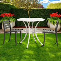 Patio Breakfast Table, 31 Inch Round Top, Lattice White Aluminium -BM325822