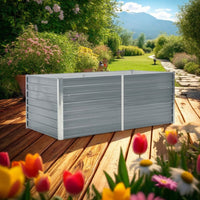 Raised Garden Flower Bed, 32 x 63 Galvanized Steel Gray, Rectangular -BM325823