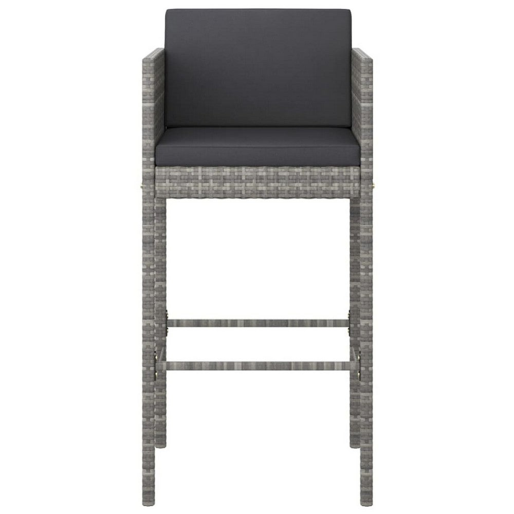 Lexy Outdoor Barstool Chairs Set of 4, Black Fabric and Gray Rattan -BM325829