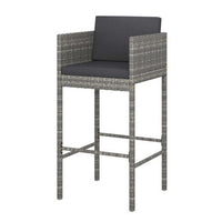 Lexy Outdoor Barstool Chairs Set of 4, Black Fabric and Gray Rattan -BM325829