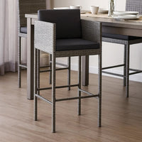 Lexy Outdoor Barstool Chairs Set of 4, Black Fabric and Gray Rattan -BM325829