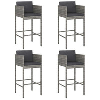 Lexy Outdoor Barstool Chairs Set of 4, Black Fabric and Gray Rattan -BM325829