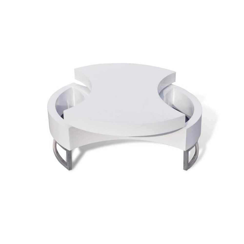 Coffee Table, Contemporary Rotating Storage Design, 32 Inch White -BM325840