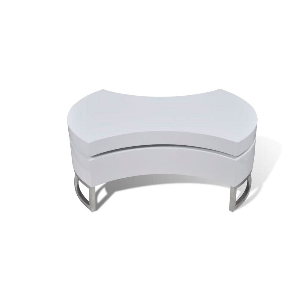 Coffee Table, Contemporary Rotating Storage Design, 32 Inch White -BM325840