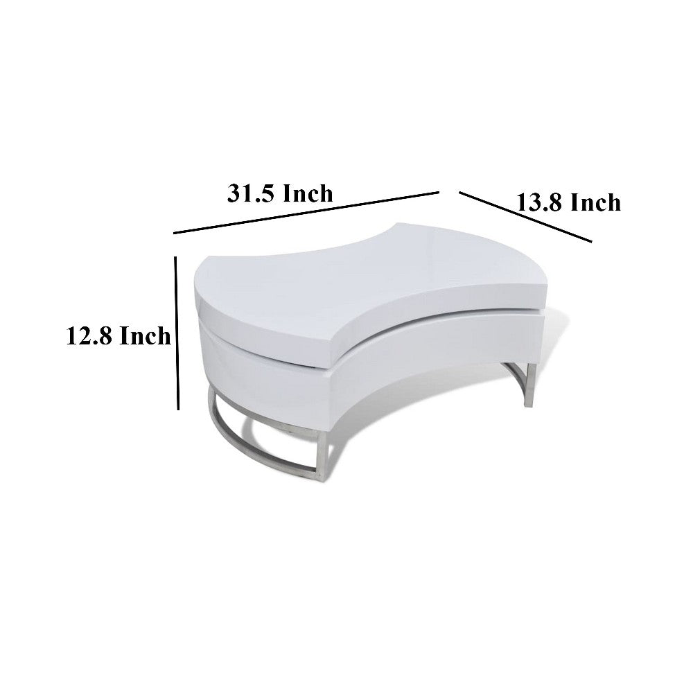 Coffee Table, Contemporary Rotating Storage Design, 32 Inch White -BM325840
