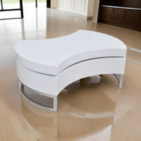 Coffee Table, Contemporary Rotating Storage Design, 32 Inch White -BM325840