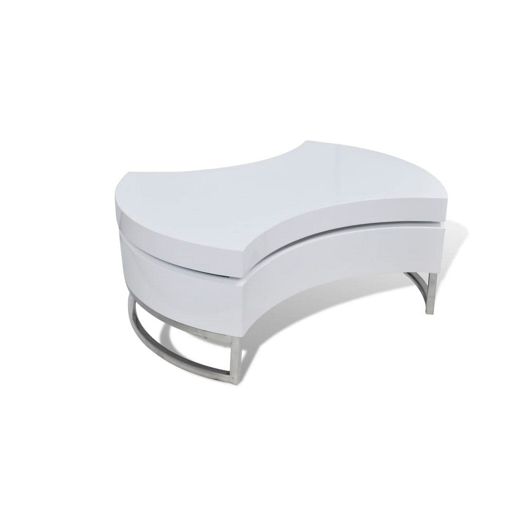 Coffee Table, Contemporary Rotating Storage Design, 32 Inch White -BM325840