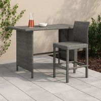Outdoor Dining Table, Rectangular 43 Inch, Black Rattan, Steel Frame -BM325842