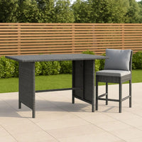 Outdoor Dining Table, Rectangular 43 Inch, Black Rattan, Steel Frame -BM325842