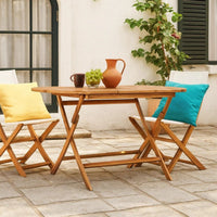 Outdoor Folding Dining Table, Slatted, X Legs, 63 Inch Brown Wood -BM325878