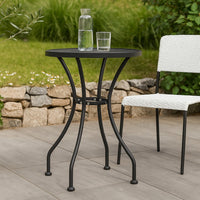 Outdoor Dining Breakfast Table, 28 Inch, Round Tabletop, Gray Metal -BM325882