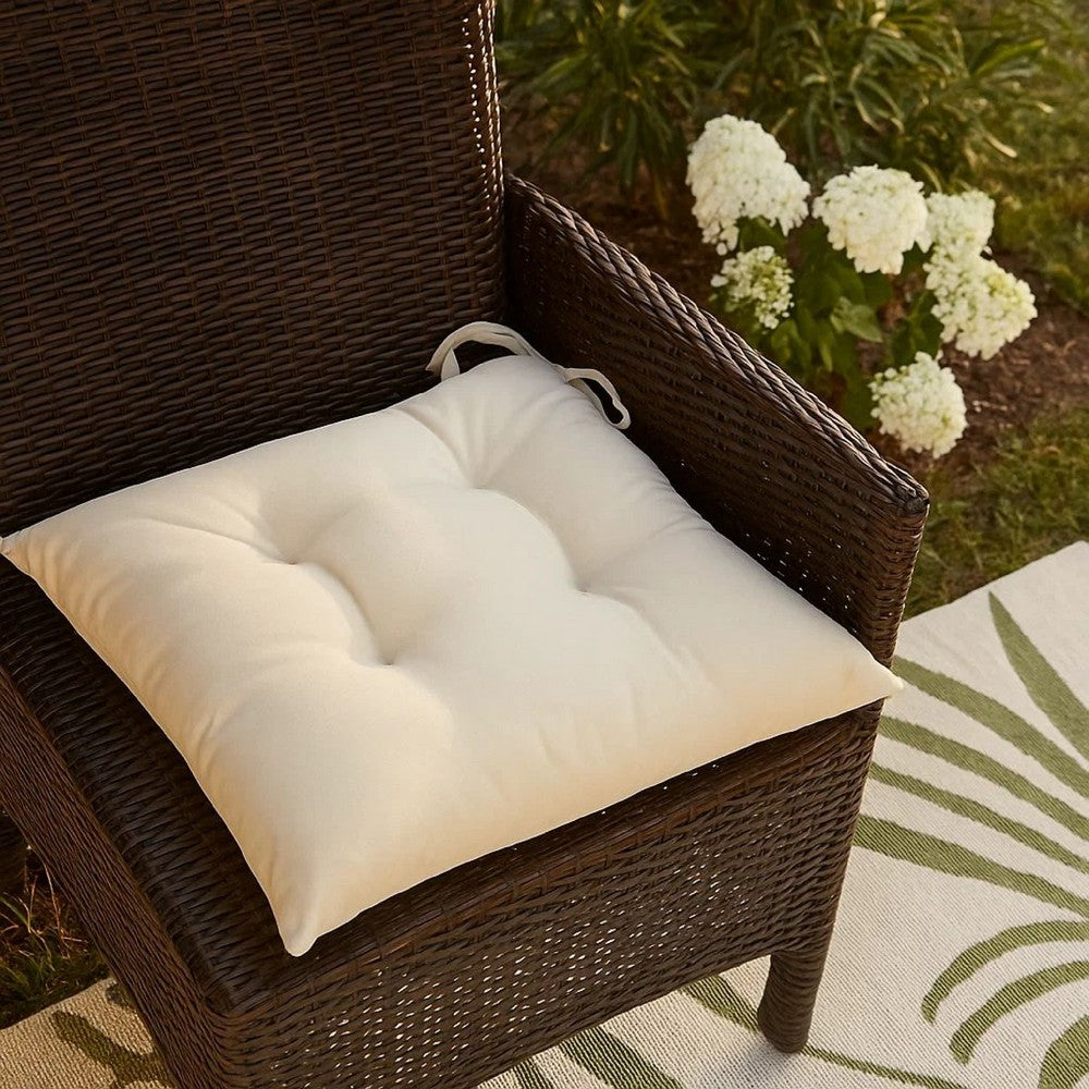 Outdoor Cushion for Chair Set of 2, Tufted Cream White Oxford Fabric -BM325891