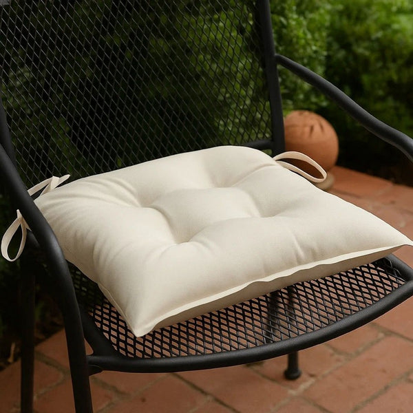 Outdoor Cushion for Chair Set of 2, Tufted Cream White Oxford Fabric -BM325891