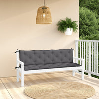 Outdoor Cushion for Bench Set of 2, Tufted Stitch Gray Oxford Fabric -BM325892