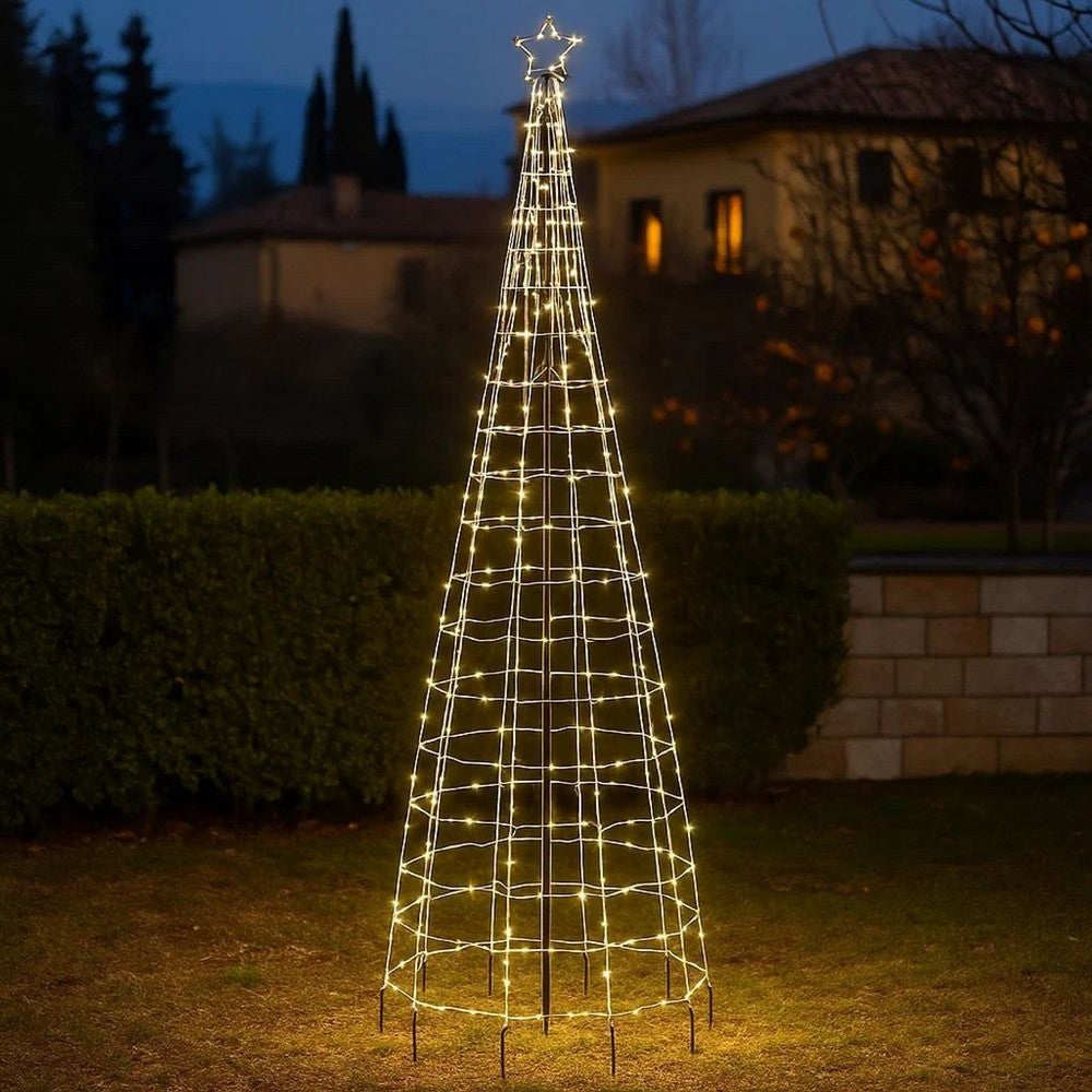118 Inch Outdoor Cone Christmas Tree Light, 570 Cool White LEDs -BM325906
