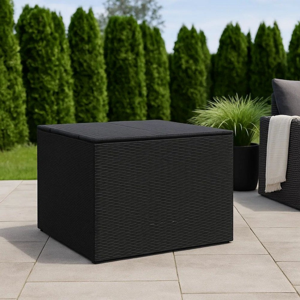 Outdoor Storage Box, Water Resistant Inner Bag 32 Inch Black PE Rattan -BM325907