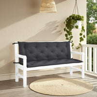 Claire Outdoor Cushion for Bench, 59 Inch, Black Tufted Oxford Fabric -BM325917