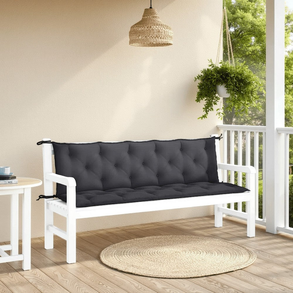 Claire Outdoor Cushion for Bench, 71 Inch, Black Tufted Oxford Fabric -BM325918